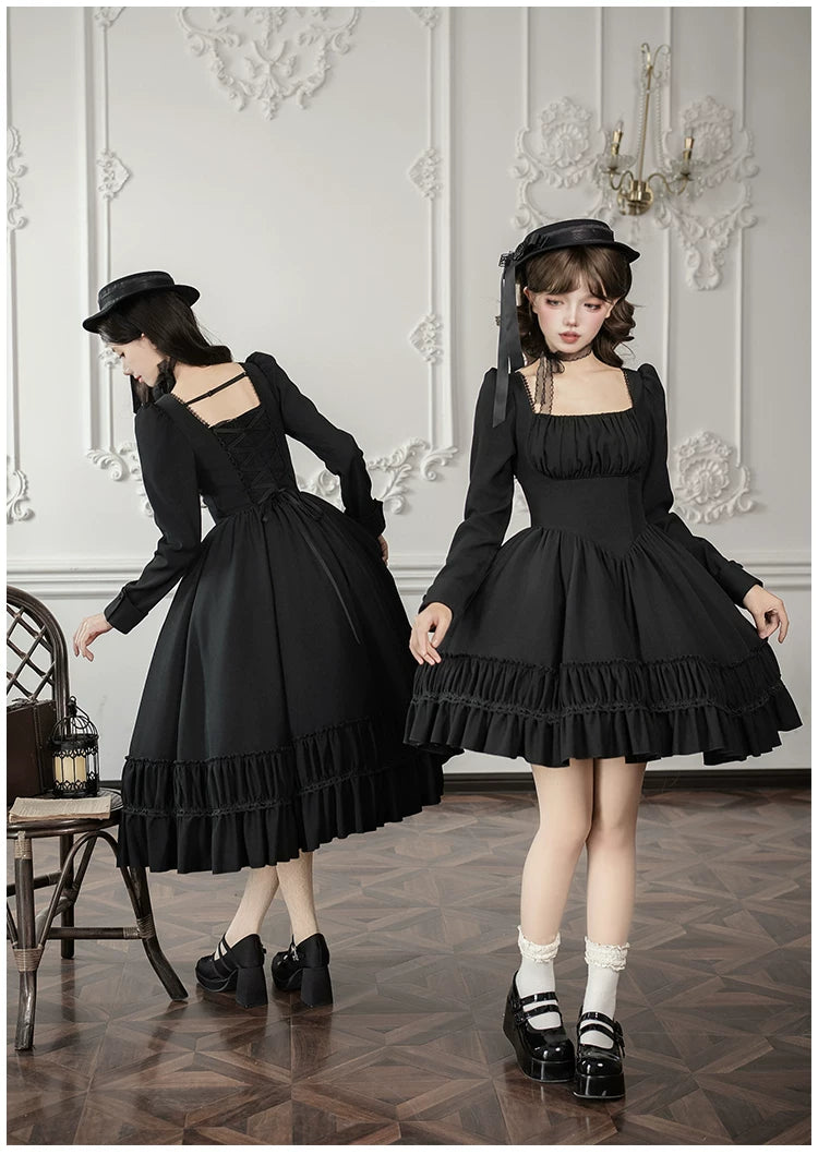 Audrey's Reply - Classic Lolita Square Neck OP, Detachable Embroidered Collar