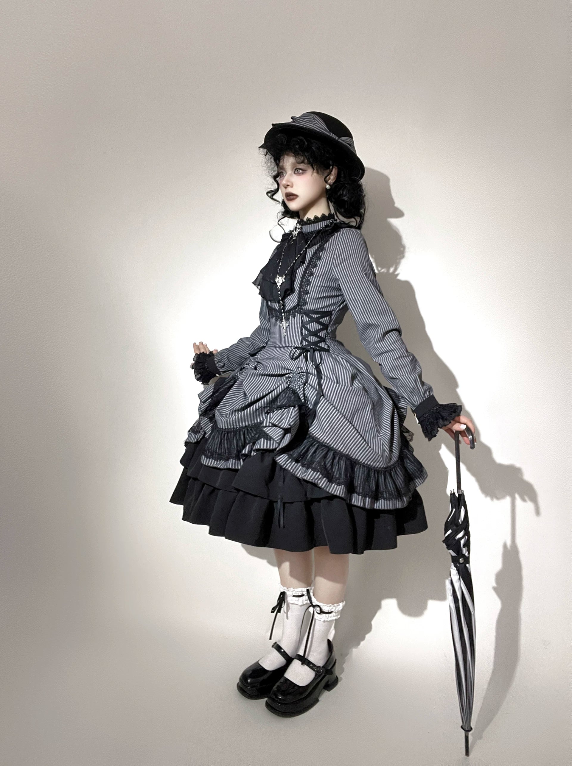 Perint Manor - Gothic Lolita Striped Dress, Tailor-made 44410:808348