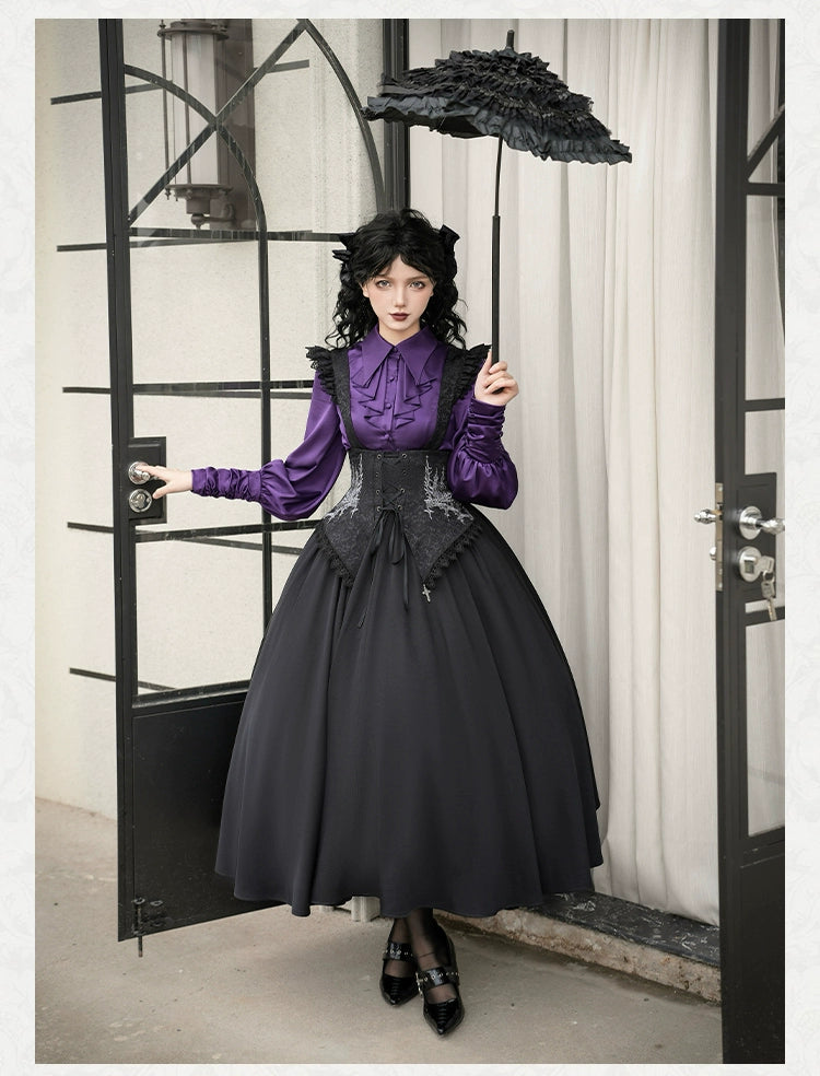 With PUJI~Thorny Night~Gothic Lolita Bust-supporting Skirt With Removable&Adjustable Strap