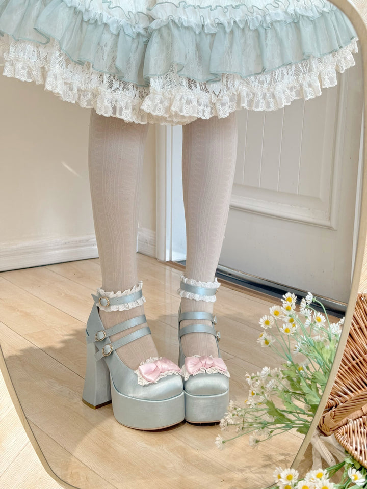 Pure Tea For Dream~Otome Fairy Tale~Sweet Lolita Shoes High Platform Satin Heels