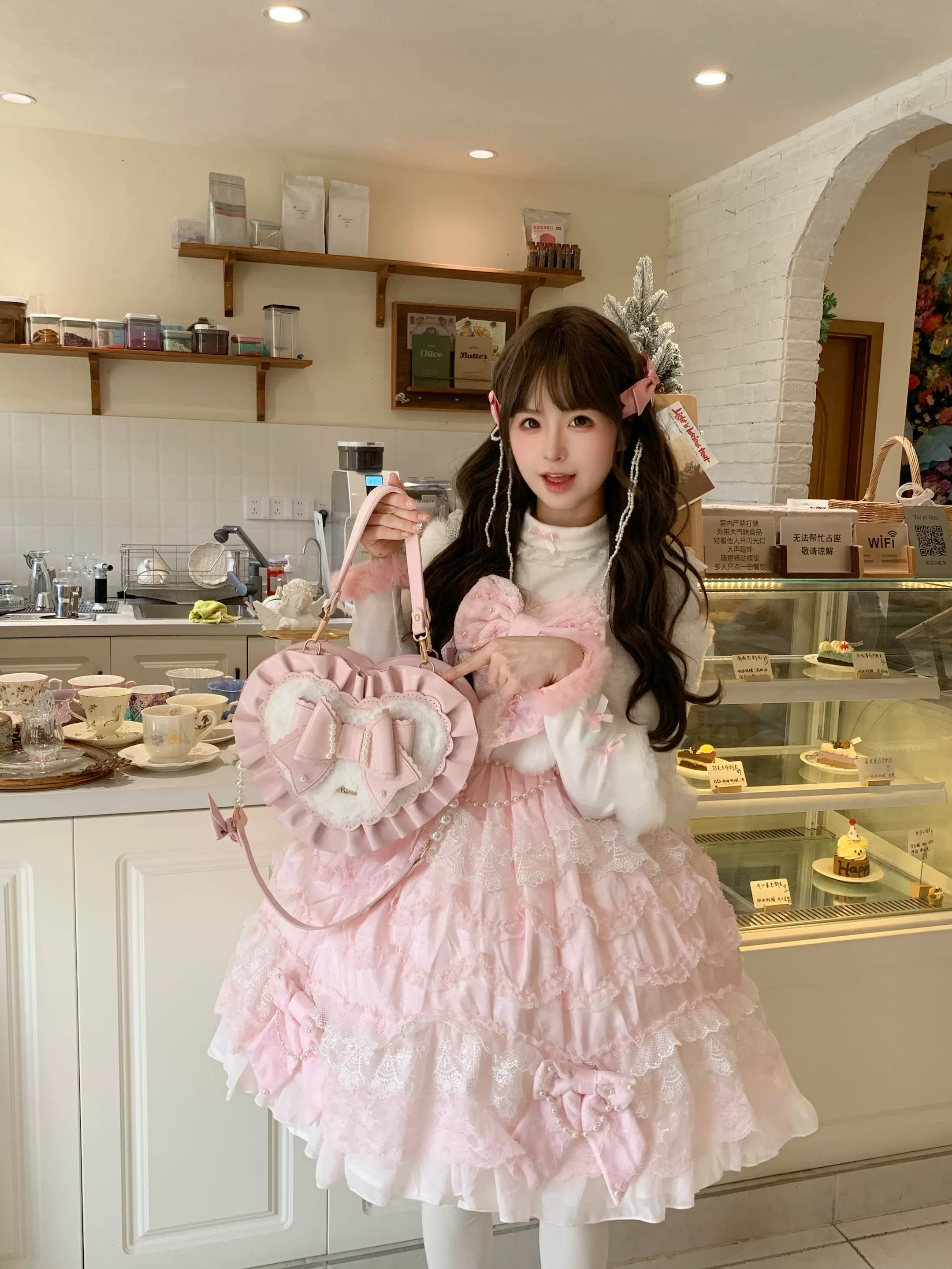 Small Gift Box - Sweet Lolita Heart Handbag, Bow Accent 44535:811721