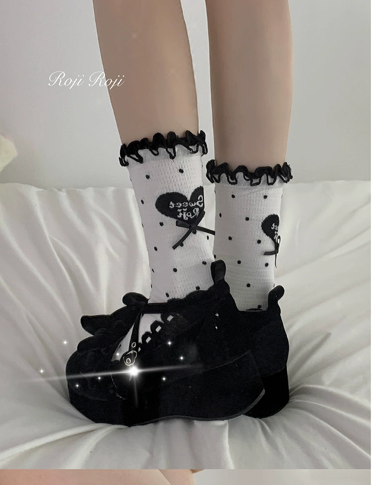 Roji Roji~Sweet Lolita Socks Cute Lolita Short Socks With Polka Dot   