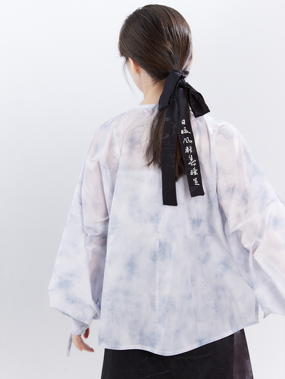 Chixia~Chinese Symbol. Fog Hill~Han Lolita White Sun Protection Shirt   