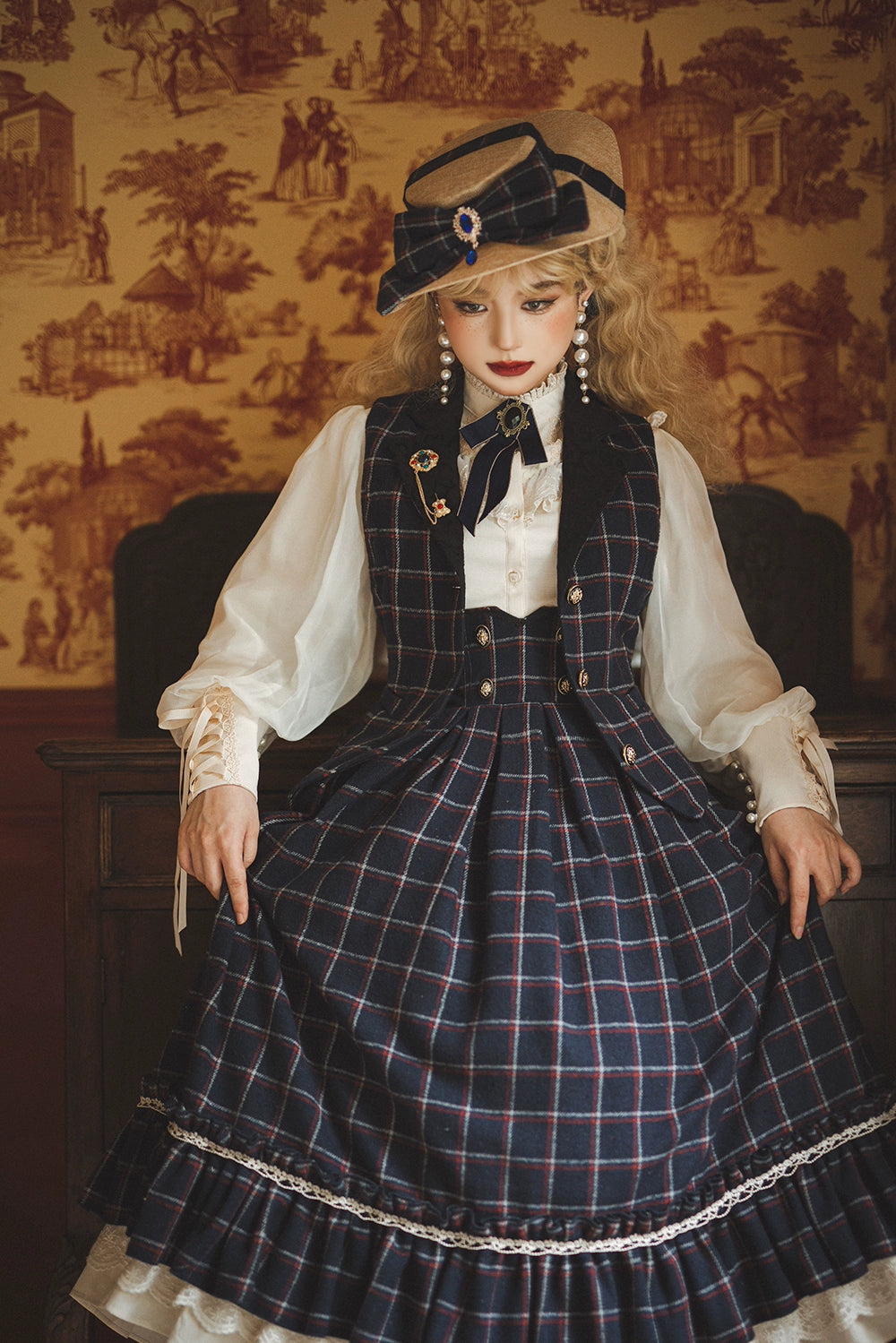 (BFM)Miss Point~Rose~Elegant Lolita Pliad Print Vest Customized 32510:385404