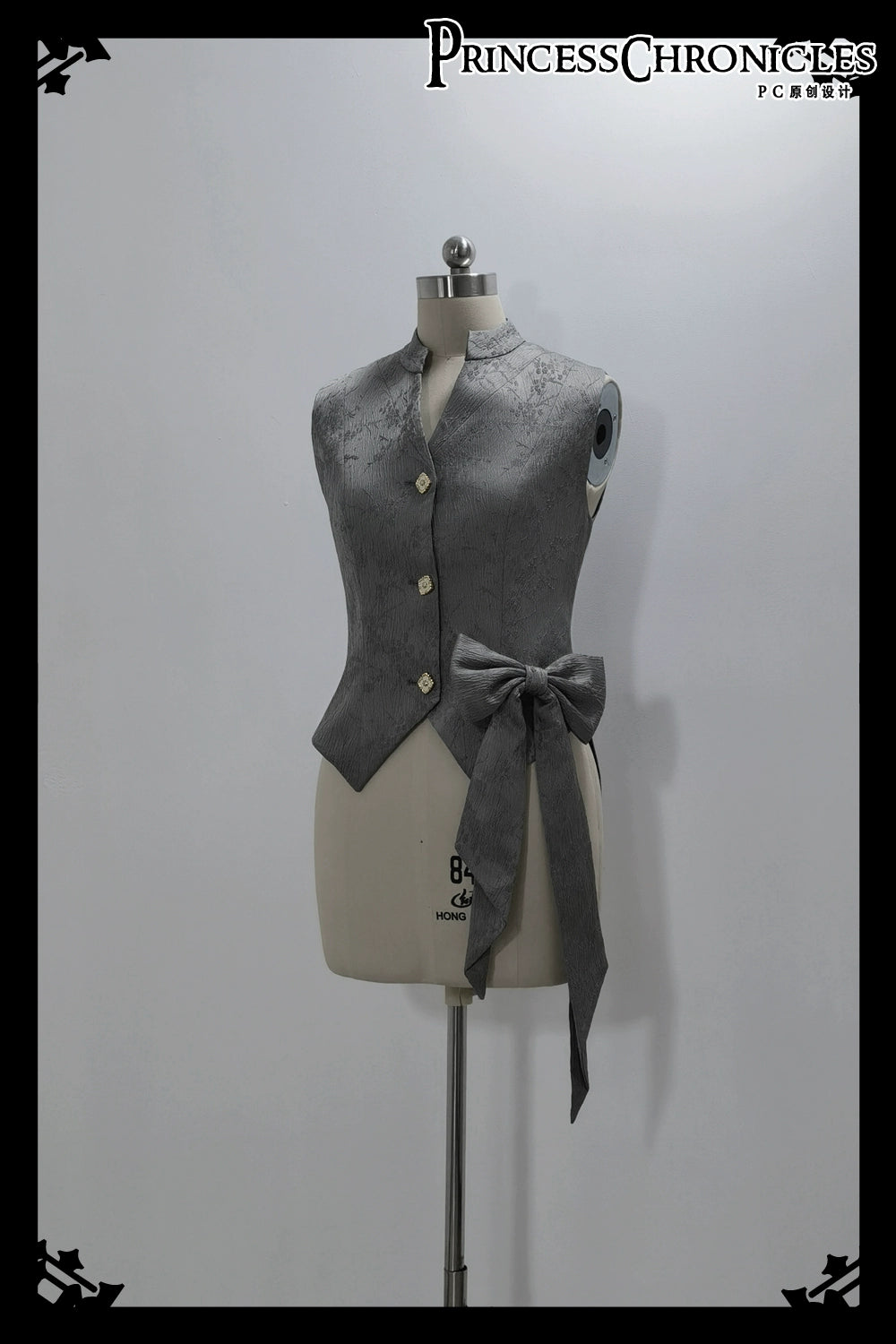 Princess Chronicles~Rabbit Hunting Glacier Gray~Vintage Lolita Grey Coat Kawaii Rabbit Ear Set XS Vest 