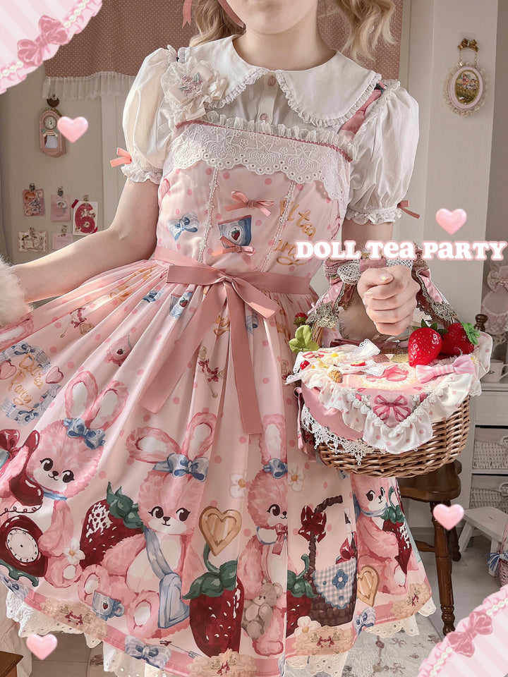 Doll tea party~Showa Rabbit~Kawaii Lolita Dress Summer Sweet Lolita OP JSK 37174:568430