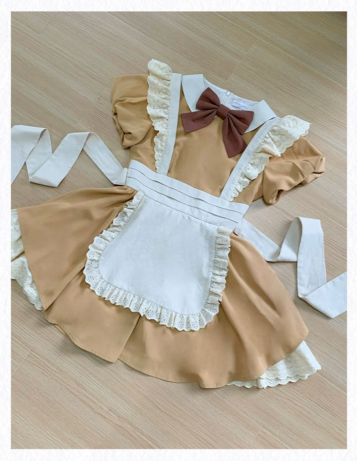 With PUJI~KissKiss~Maid Lolita OP Dress Pleated Lace Multicolor Dress 37794:597954