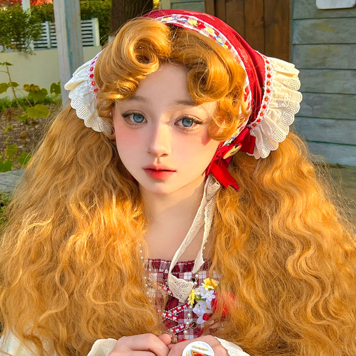 Mabuxi~Princess Diary~Golden Brown Lolita Wig Sheep Curls Long Romantic Wig 40476:670186