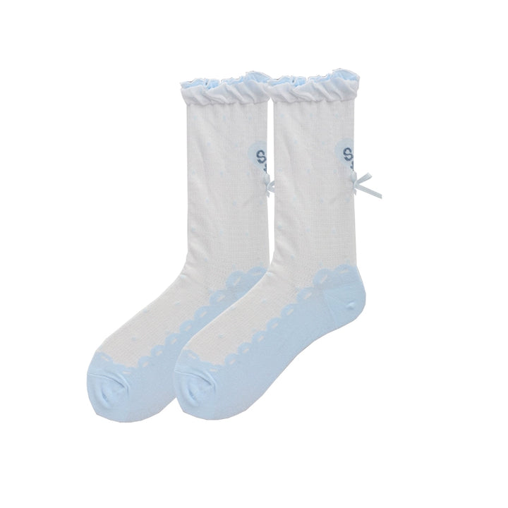 Roji Roji~Sweet Lolita Socks Cute Lolita Short Socks With Polka Dot Free size Blue  - 1pair 