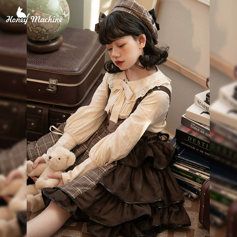 Honey Machine~Vanilla Latte~Retro Lolita Shirt Mutton Sleeve Innerwear   