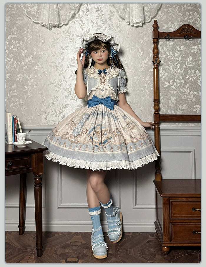 Alice Girl~Sea Salt Fairytale~Sweet Doll-like Lolita OP Animal Printed Lolita Dress 40674:672854