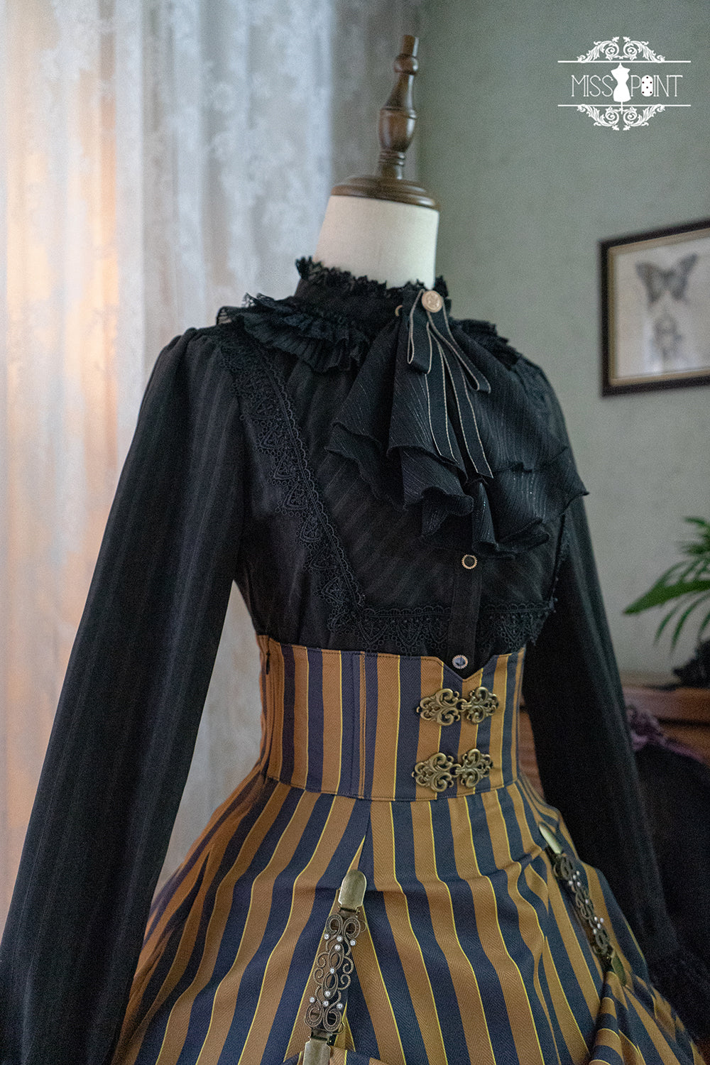 (Buyforme)Miss Point~Custom-Made Lolita Elegant Stand Collar Lolita Shirt XS black 