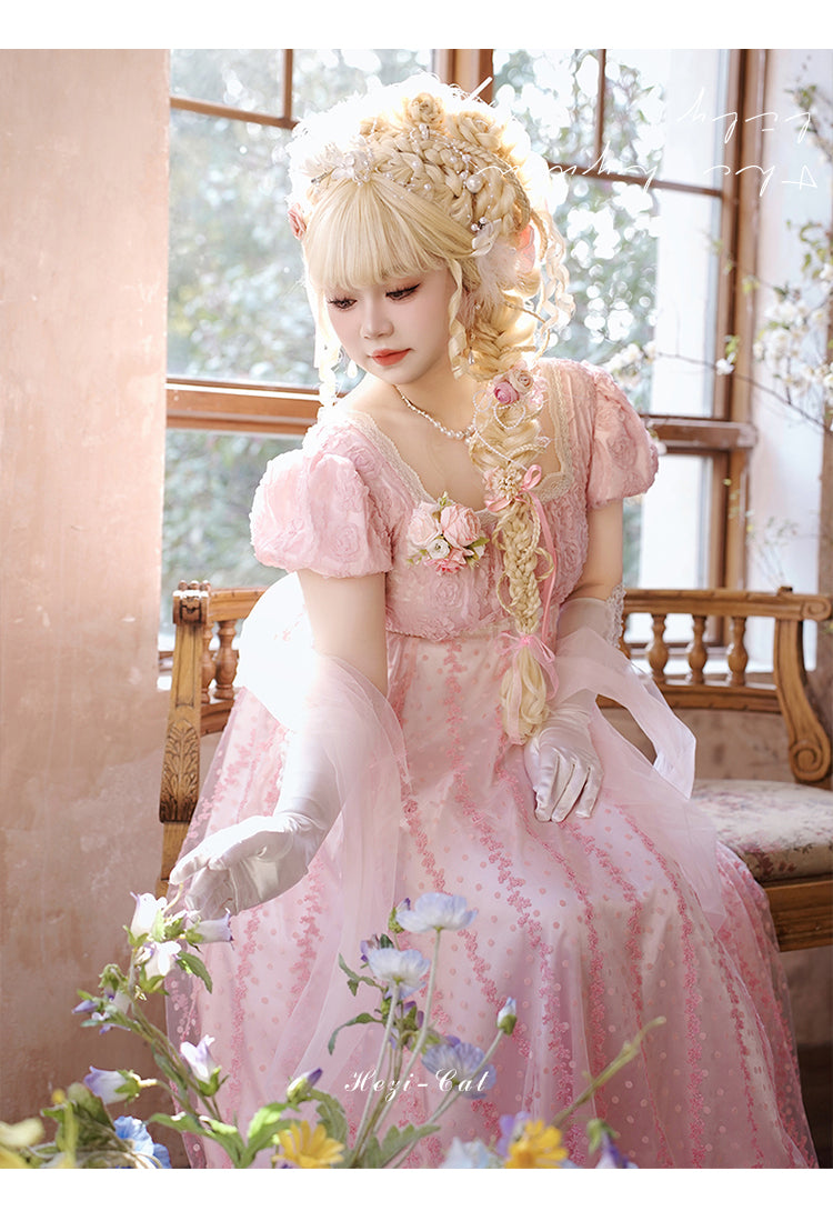 Hezi's Cat Haven~Mist Rose~Plus Size Lolita Empire Waist OP Dress