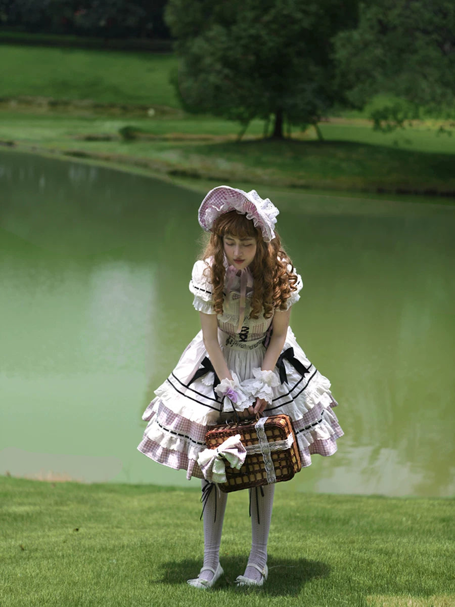 Parfait Reverie - Cotton Plaid Old School Lolita JSK Dress, Side Pockets 45731:859747