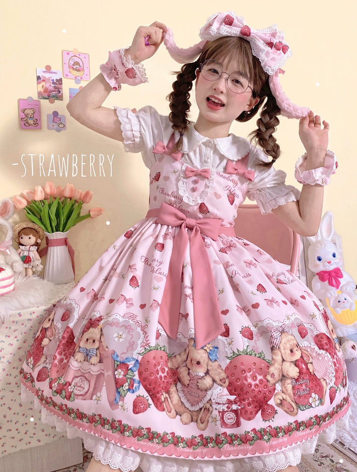 Polaris Lolita~Rabbit Berry Gift Box~Sweet Lolita JSK Pink Lolita Dress   