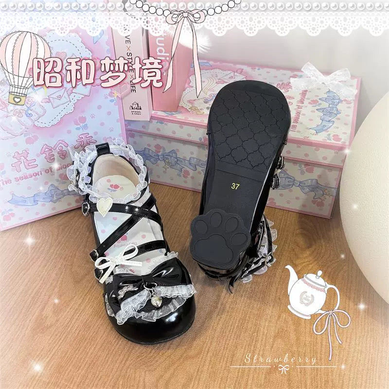 The Season of Booming Flowers - Showa Dreamland - Sweet Lolita Heels, Cute Claw-Shaped Heels (Black / 34 35 36 37 38 39 40) 43739:784443