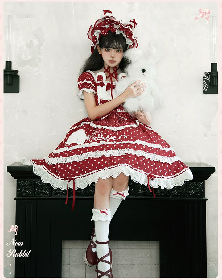 Mademoiselle Pearl~Bow Rabbit~IP Collab Sweet Lolita OP in Multiple Styles 43054:763760