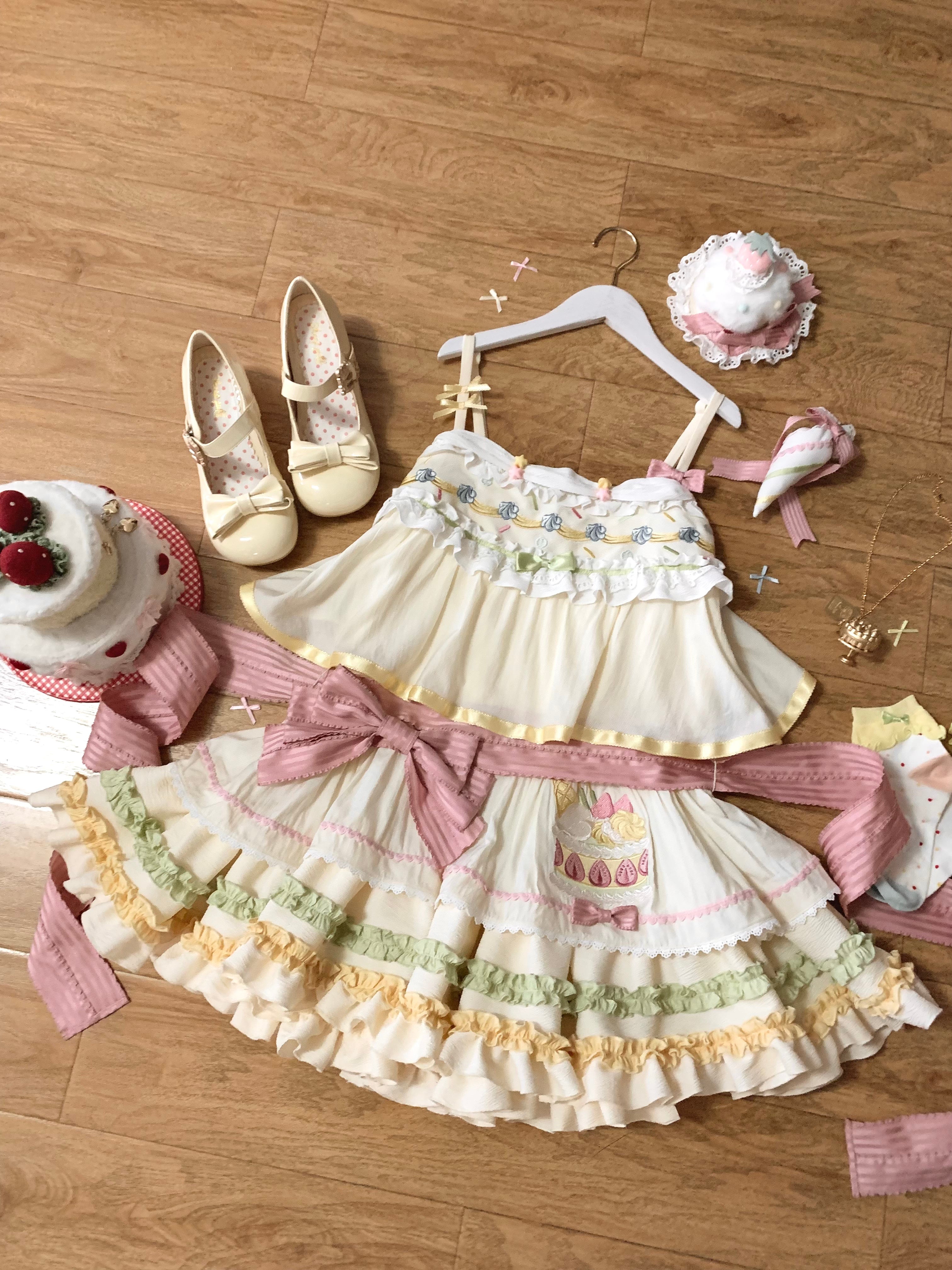 Mewroco - Decorative Cake - Sweet Lolita JSK Camisole Jumper Dress JSK Only S