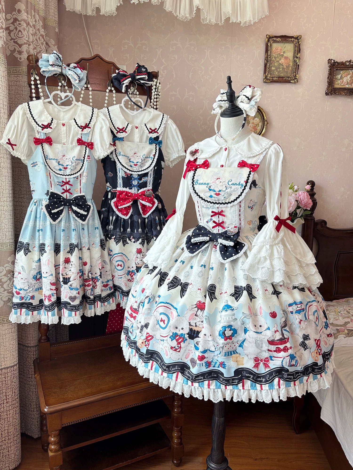 Myth Rabbit Tea Party - Sweet Lolita Dress Set, Bunny Print JSK 44460:809470