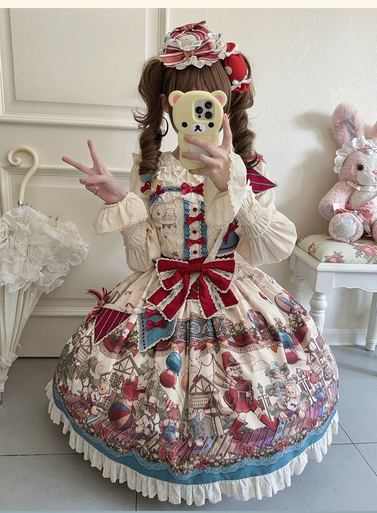 Urtto - Flower Street Parade - Kawaii Lolita JSK Dress, Circus Print