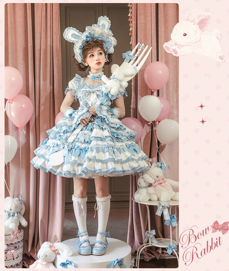 Mademoiselle Pearl~Bow Rabbit~IP Collab Sweet Lolita OP in Multiple Styles 43054:763741
