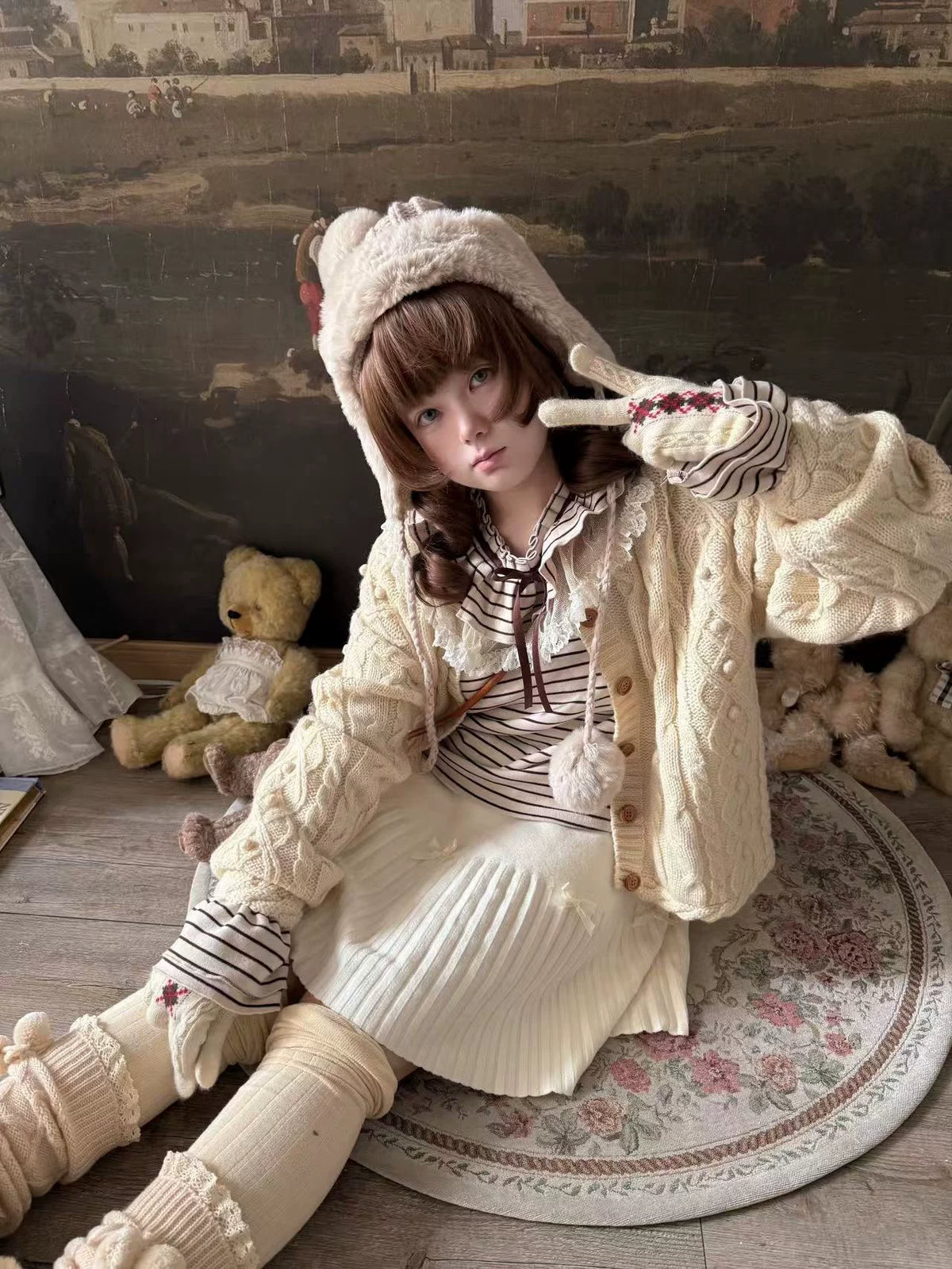 Himawari - Sweet Lolita Long Sleeve Blouse, Tiered Ruffle Collar 45973:869740