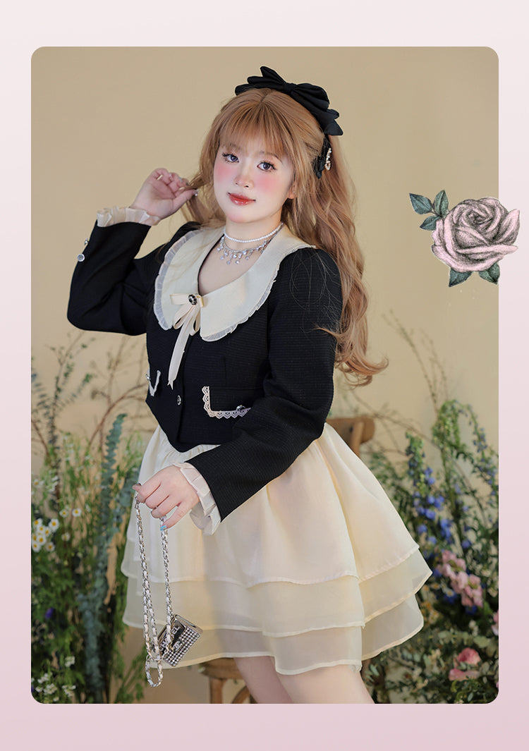 Yingtang - Plus Size Lolita Coat Elegant Puffy Skirt Suit