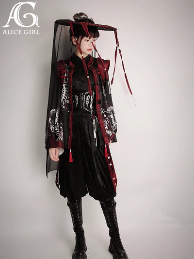 Alice Girl~Bony Dragon~Chinese Style Lolita Pants Black Capris Pants   
