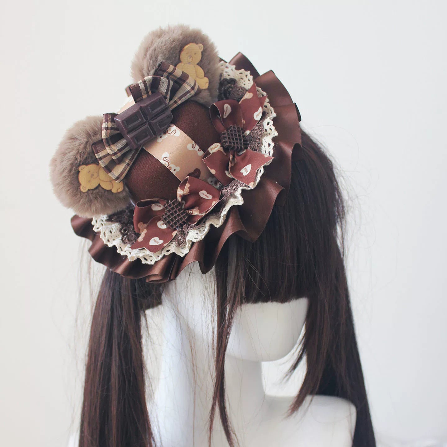 Chocolate Brown Kawaii Lolita Headdress & Choker Set 45845:864846
