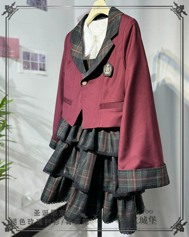 CastleToo~Christmas Limited~Ouji Lolita Suit Salopette Cape Mid-length Pants Coat Only S 