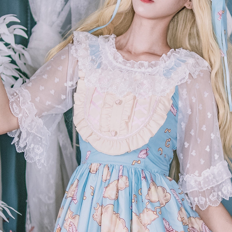 Niu Niu~Plus Size Lolita Shirt Lace Mesh Blouse   