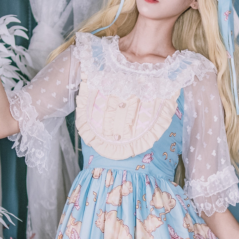 Niu Niu - Plus Size Lolita Shirt Lace Mesh Blouse