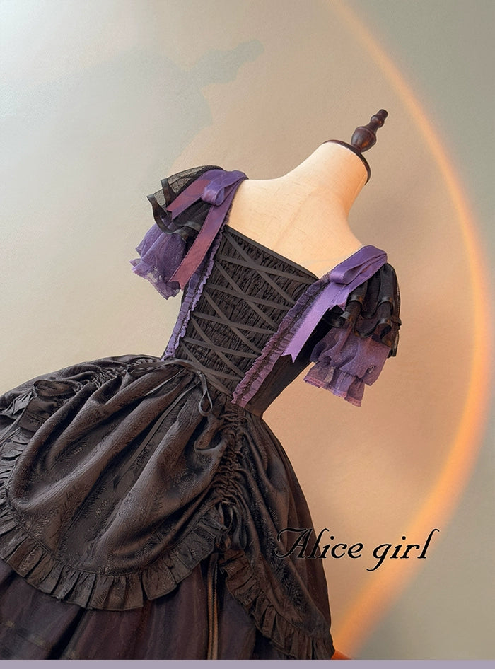 Alice girl~Yesterday Morning Mist~Classic Lolita OP Bust-supporting Tiered Ruffles Lolita Dress