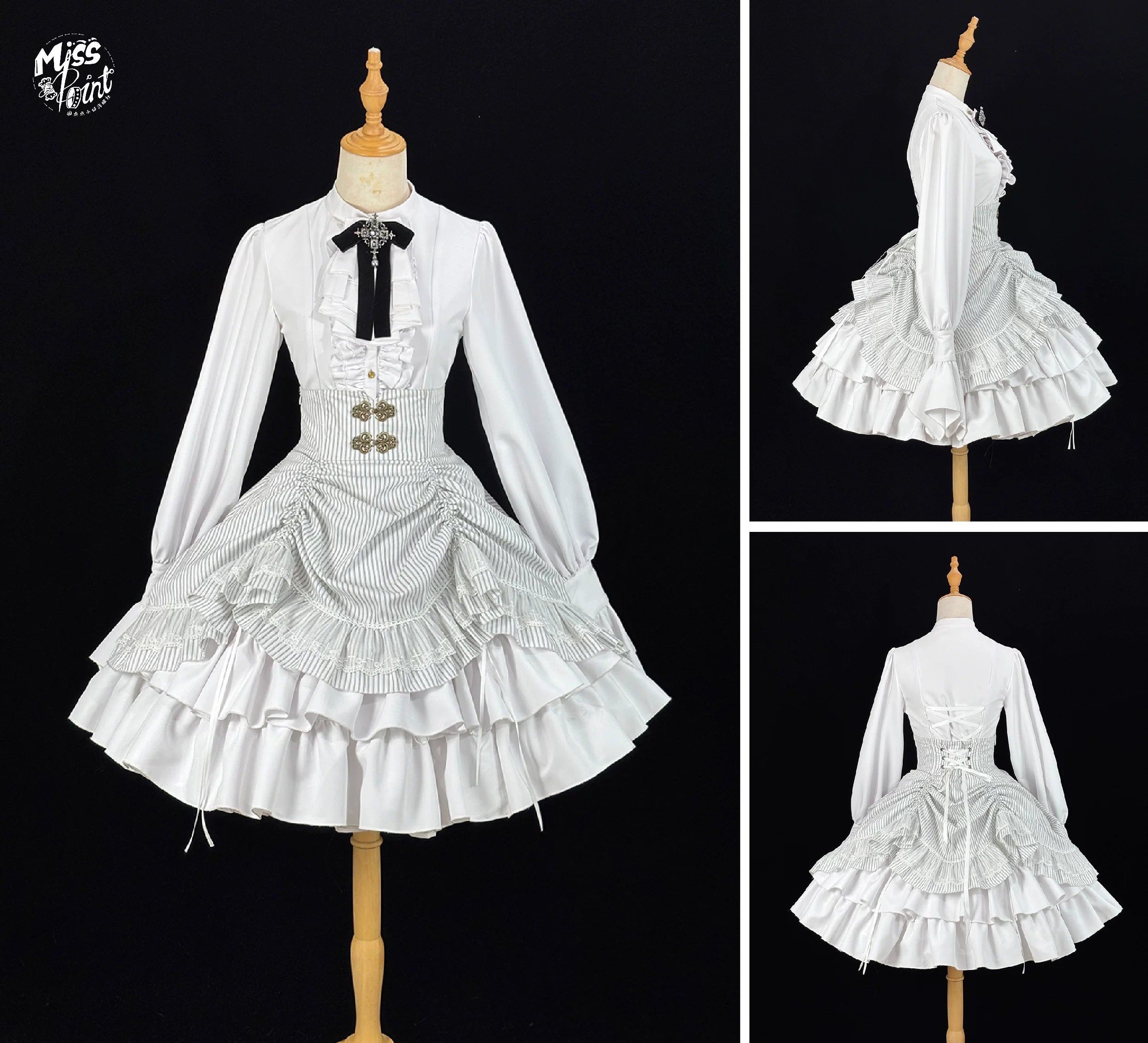 Perint Manor - Gothic Lolita Striped Dress, Tailor-made 44410:808365