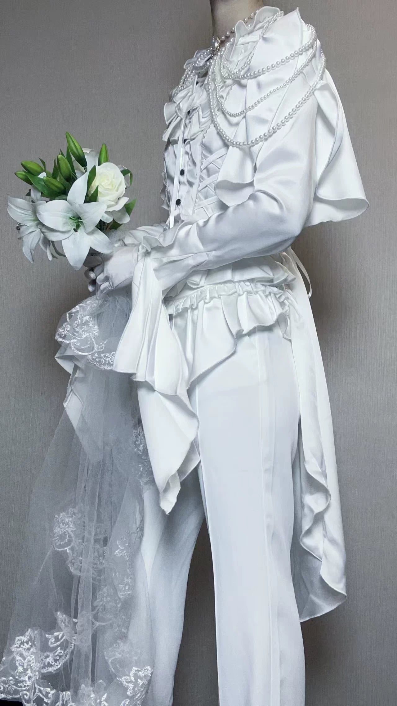 Abyssal Echo - Mermaid Inspired Ouji Lolita Shirt & Side Zipper SK Dress 44434:809298