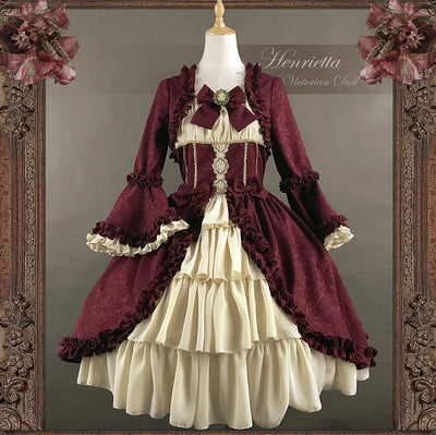Henrietta - Victoria Doll - Vintage Lolita Dress Multicolor 1 burgundy short OP