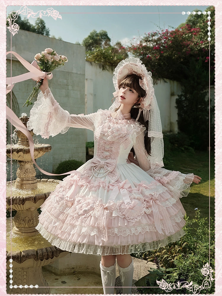 Shuang Sheng Xiao Xiong - Heart of Love - Lace Sweet Lolita Shirt, Hime-Sleeves
