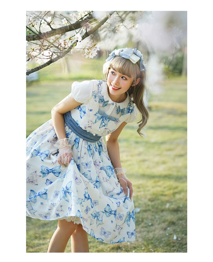 Summer Fairy~Eternal Garden~Sweet Lolita Dress Suit Elegant Open-Shoulder OP and JSK