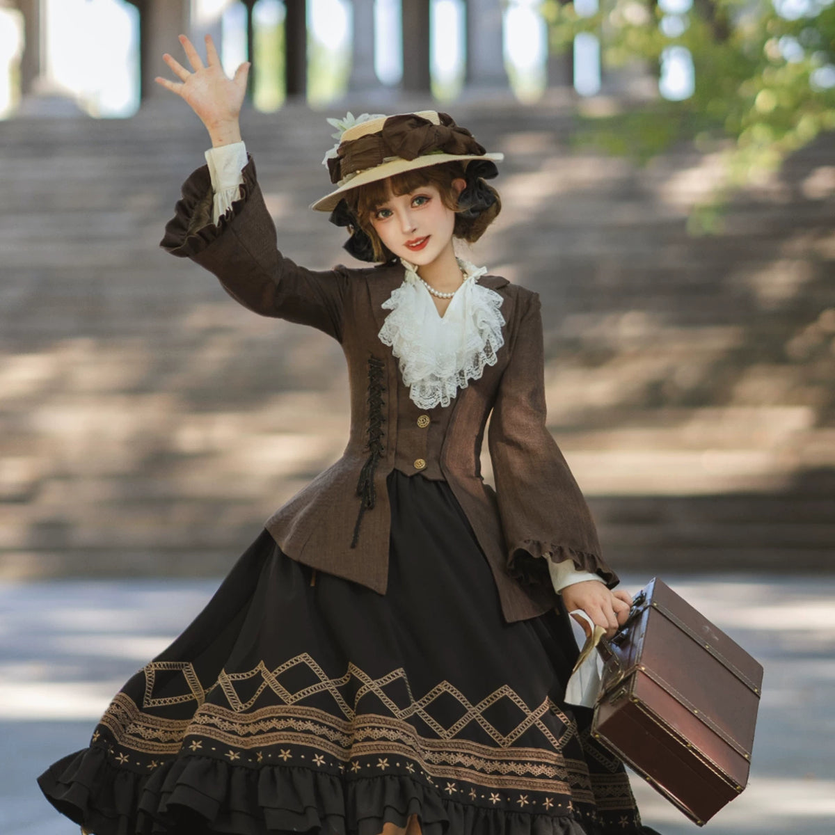 Pemberley Manor - Classic Lolita Slim Fit Coat, Notched Lapel Collar 45971:869924