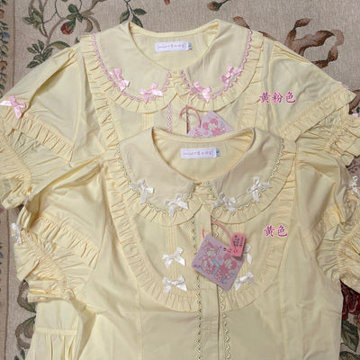 MIST~Creamy Condensed Milk~Kawaii Lolita Shirt Soft Girl Short-sleeved yellow S 