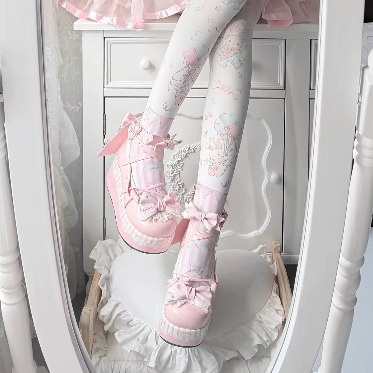 Windchime Fantasia - Sweet Lolita Platform Shoes, Detachable Back Bow 45759:860965
