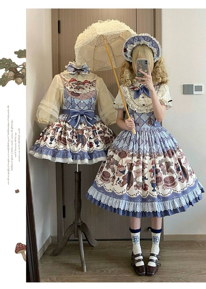 Spireme Cat - Hazelnut Bear - Kawaii Lolita Dress, Bear & Dessert Print