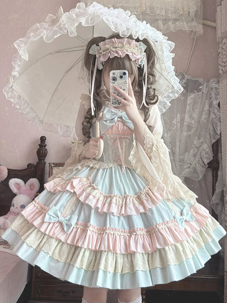 Sweet Mousse - Dreamy Sweet Lolita JSK Dress, Tiered Skirt 44761:821329
