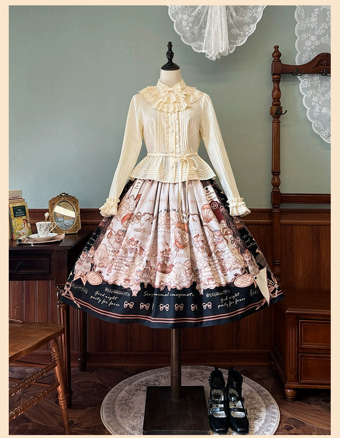 Alice Girl~Fox Band~Sweet Lolita Shirt with Bow Jabot