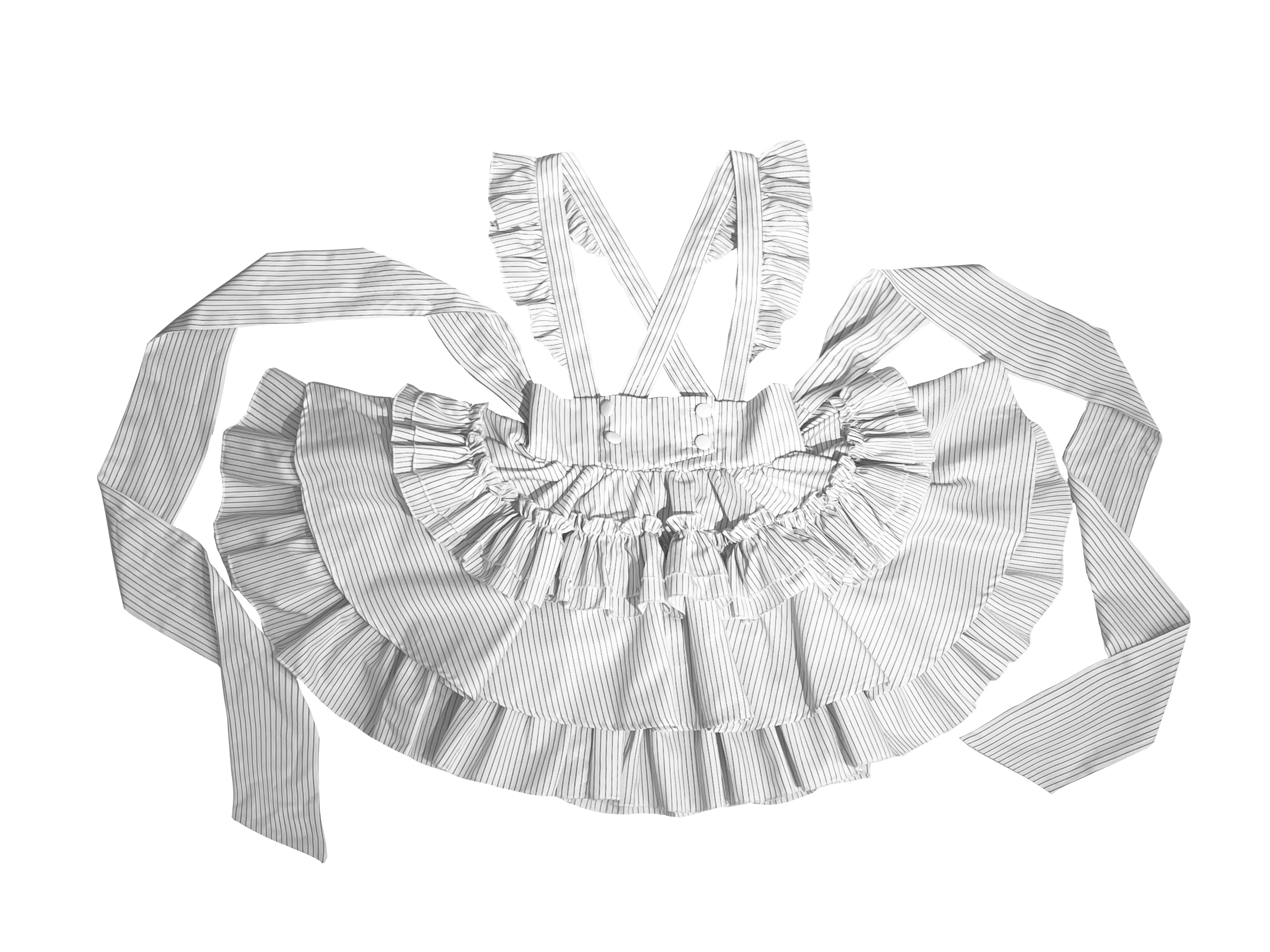 Doll Gift Box - Gothic Lolita Striped Blouse & Skirt Set, Back Zipper White Striped - SK Only S