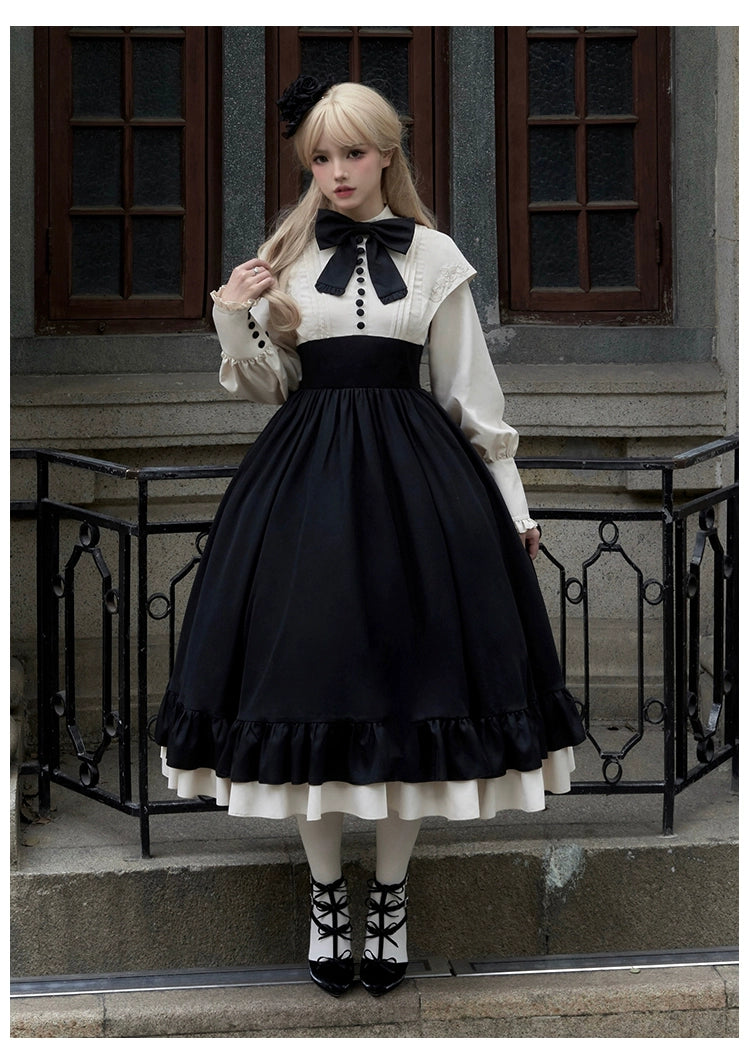 With PUJI~Christine~Elegant Lolita OP Dress Rose Embroidery Dress 34174:525478