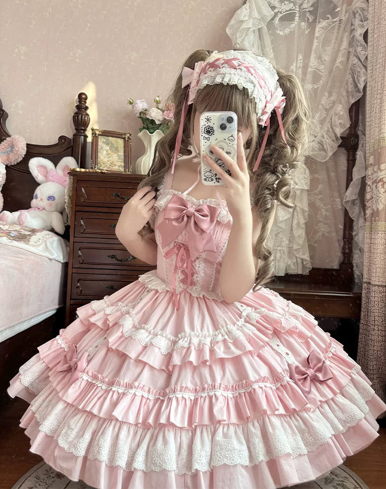 Sweet Mousse - Dreamy Sweet Lolita JSK Dress, Tiered Skirt (L M S) 44761:821306