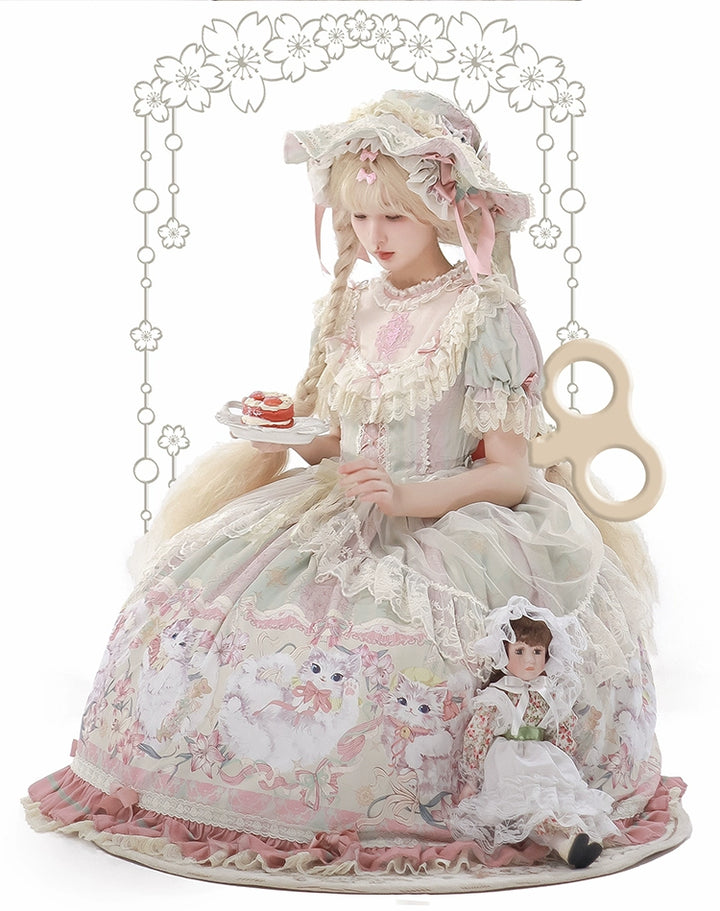 Bolero~Liliana Cat~Sweet Lolita Gorgeous OP Dress with Soft Lace & Organza
