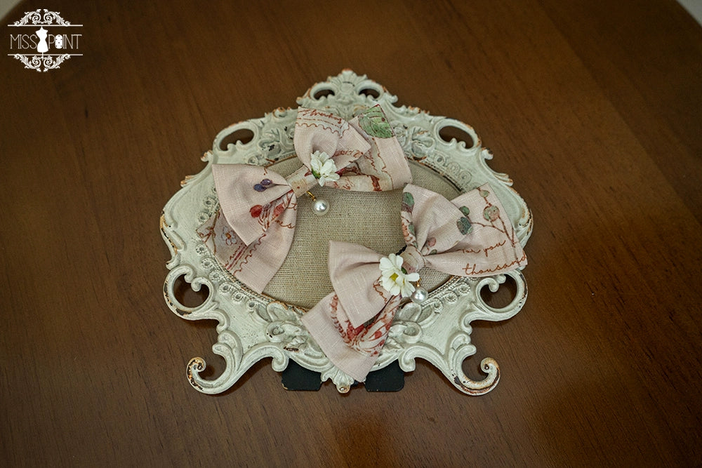 (Buyforme)Miss Point~ Forest Lolita Small Straw Hat Clip KC Accessory pair clips- ivory