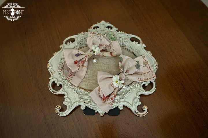 (Buyforme)Miss Point~ Forest Lolita Small Straw Hat Clip KC Accessory pair clips- ivory